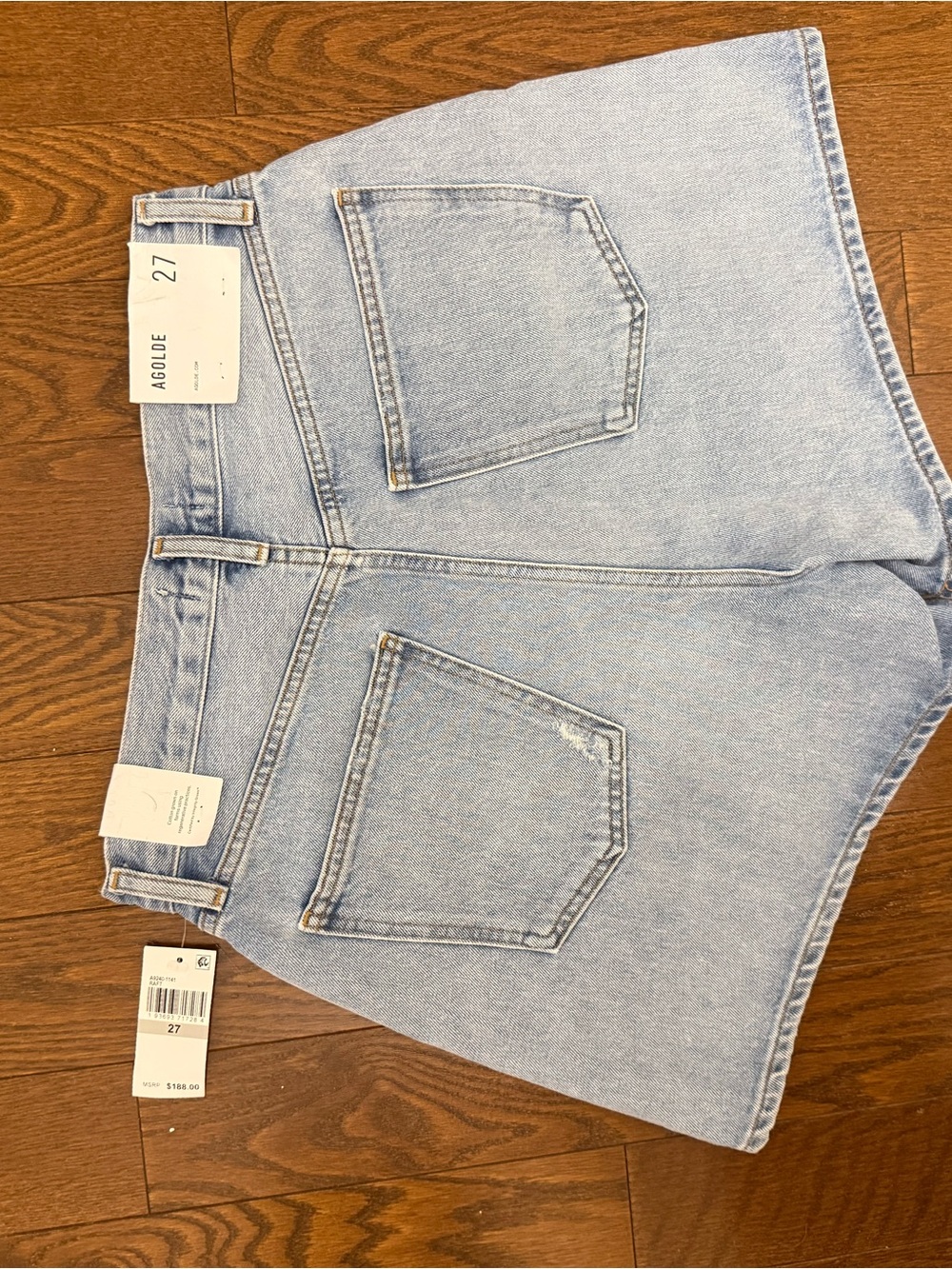 NWT | AGOLDE | Rhoda Pleated A-Line Short | Light Blue High-Rise Denim - Raft - Picture 2 of 4